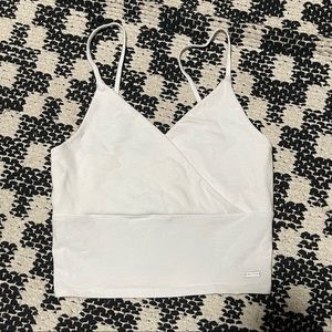 Hollister white v neck crop tank top